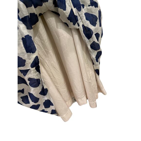Vtg Richard Warren Blue White Splotch Print Puff Sleeve Midi Dress M Coquette - Picture 6 of 7
